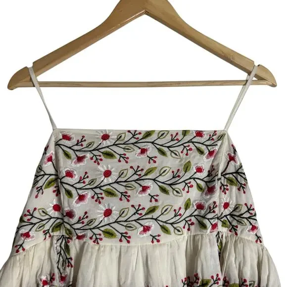 Samant Chauhan Anthropologie White Square-Neck Floral Embroidered Mini Dress  XL - studiocorradiniservizi.it
